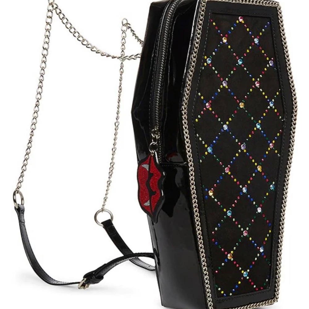 Betsy Johnson Rhinestone Coffin Backpack purse